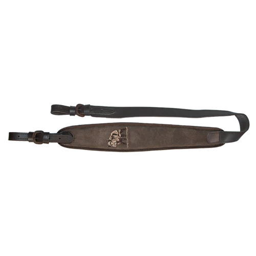 Gewehrriemen aus kräftigem Leder, 70 mm breit mit Gummiunterlage, Gewehrrie. breit Leder/Hirsch
