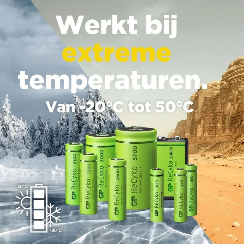 GP NiMH ReCyko AA 2600mAh 1,2V Rechargeable, 4 Pièces