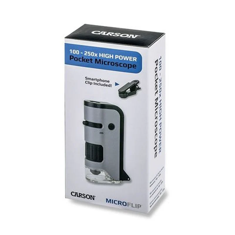 Carson Microscope portatif MP-250 MicroFlip 100-250x avec adaptateur pour smartphone