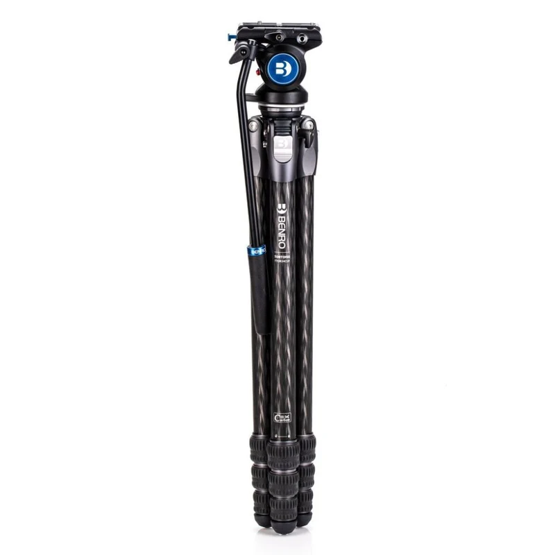 Benro Tortoise Carbon Trépied avec tête vidéo S4PRO, base de nivellement 34C