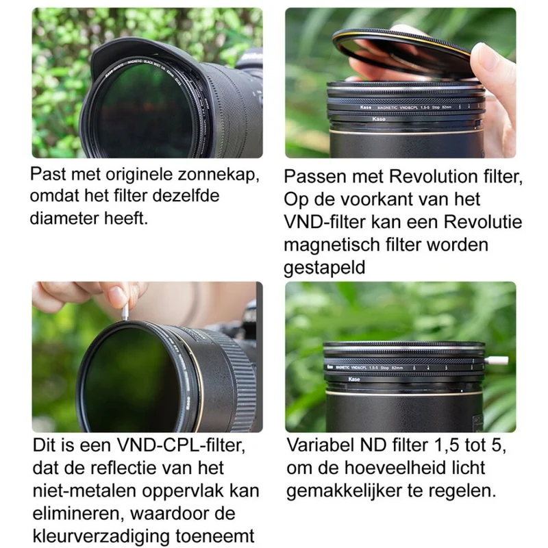 Kase VND-CPL Kit vidéo avec brume noire 82mm