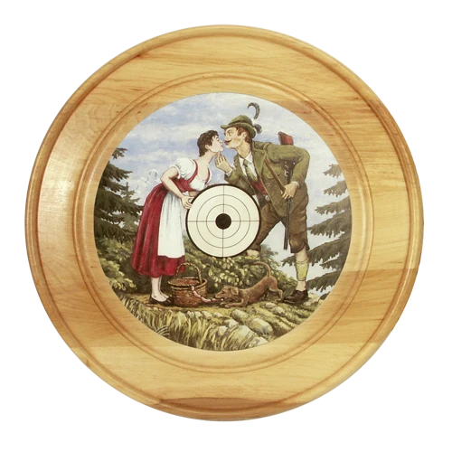 Schützen- und Ehrenscheibe, aus Massivholz hell, Ø 40 cm, Schü-Schei.40 Gewehre