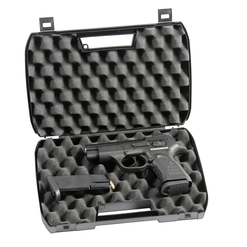 Pistolenkoffer aus Polypropylen, schwarz, innen Noppenschaumeinlage, Pist.Kof. 30x19x6 NS