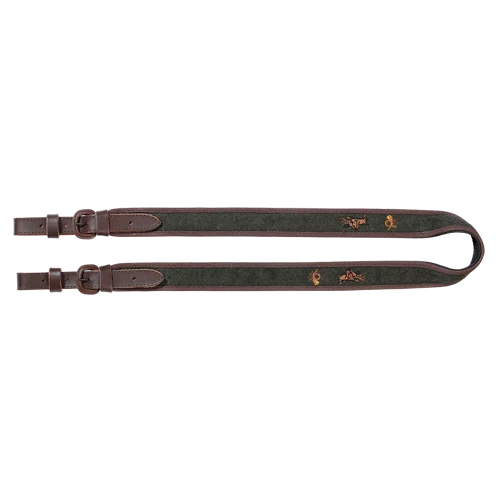 Gewehrriemen aus kräftigem Leder, Gewehrrie.Loden/Stick.Reh/Horn