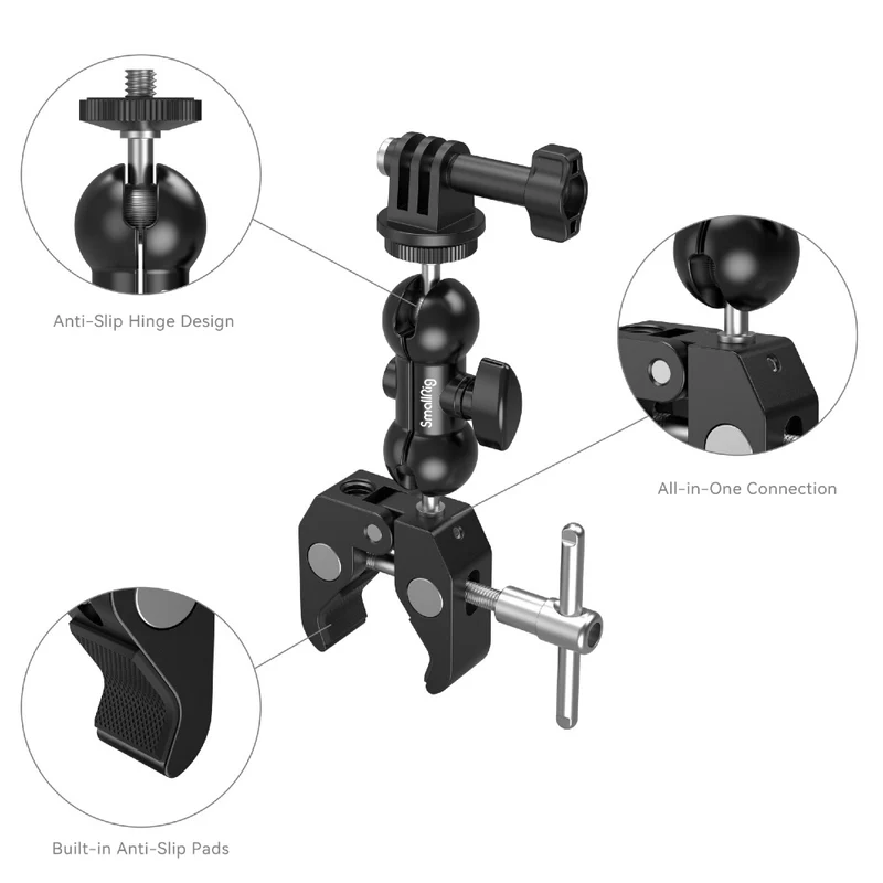 SmallRig 4373 Super pince en forme de crabe avec bras magique Ballhead