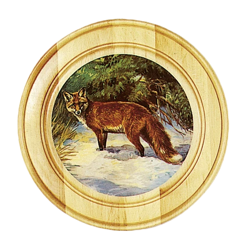 Schützen- und Ehrenscheibe, aus Massivholz hell, Motiv Fuchs, Schü-Schei.40 Fuchs