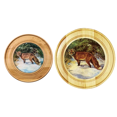 Schützen- und Ehrenscheibe, aus Massivholz hell, Motiv Fuchs, Schü-Schei.40 Fuchs