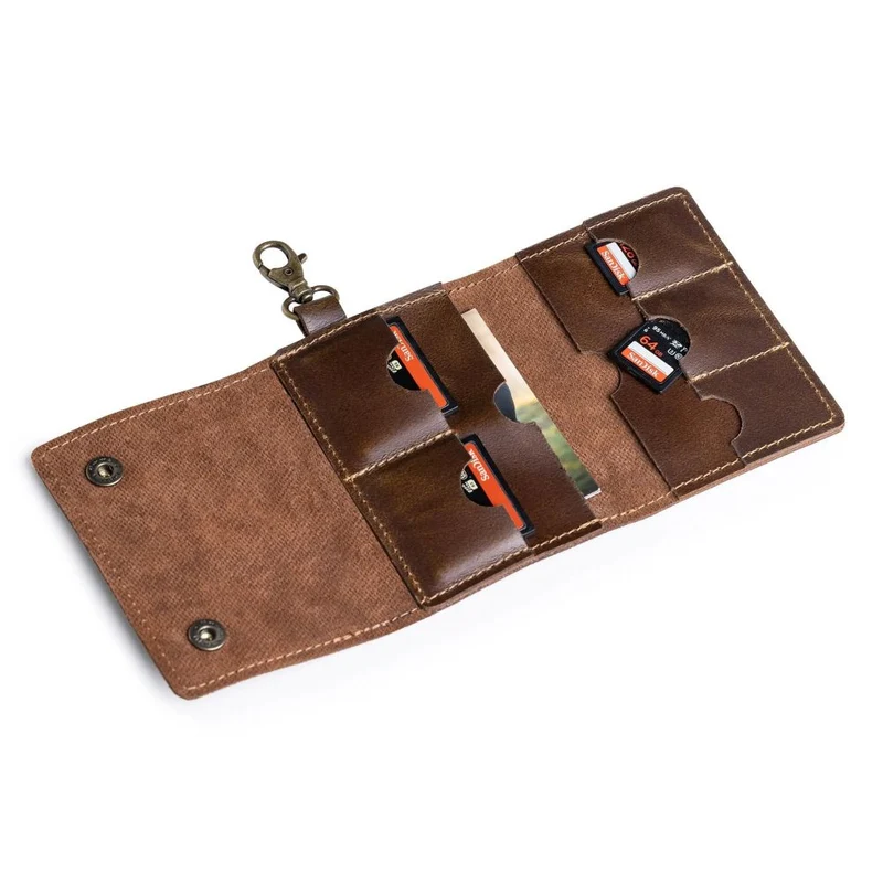 The Hantler Porte-cartes mémoire Marron chocolat / Laiton, 6x SD