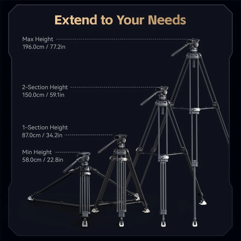 SmallRig 4465 Kit de trépied à tête fluide professionnel