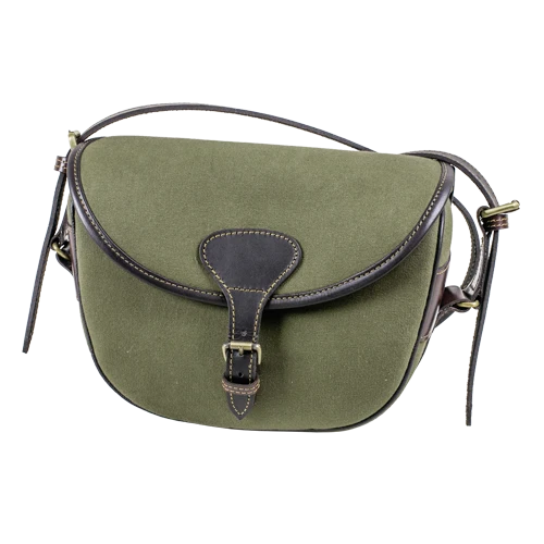 Jagdtasche, Leder mit Segeltuch kombiniert, grün, grün 27x20cm