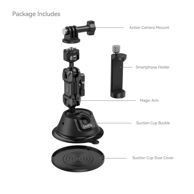 SmallRig 4275 Kit de support portable à ventouse pour caméras d'action/téléphones portables SC-1K