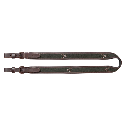 Gewehrriemen aus kräftigem Leder, Gewehrrie.Loden/Stick.Hirsch