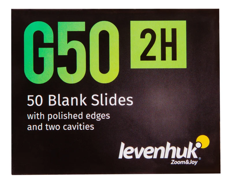 Portaobjetos vacíos de dos cavidades Levenhuk G50 2H, 50 unidades