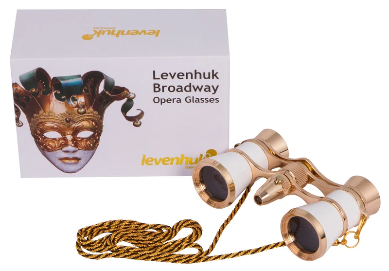 Prismáticos para ópera Levenhuk Broadway 325F (con luz LED y cadena) Blanco