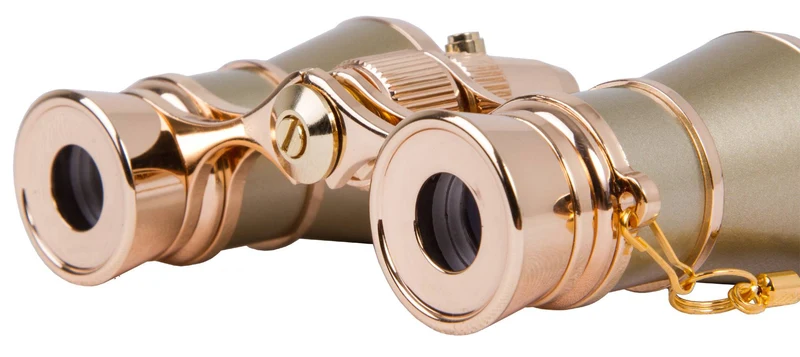 Prismáticos para ópera Levenhuk Broadway 325F (con luz LED y cadena) Dorado