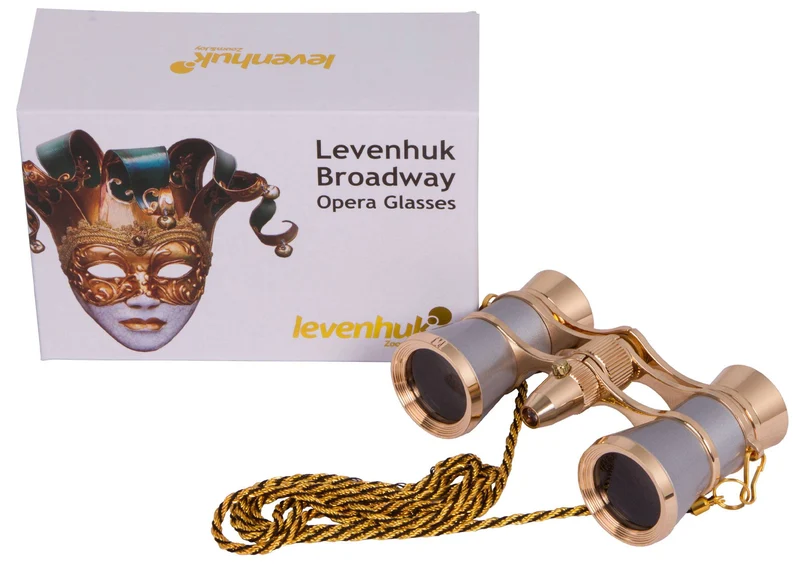 Prismáticos para ópera Levenhuk Broadway 325F (con luz LED y cadena) Gris