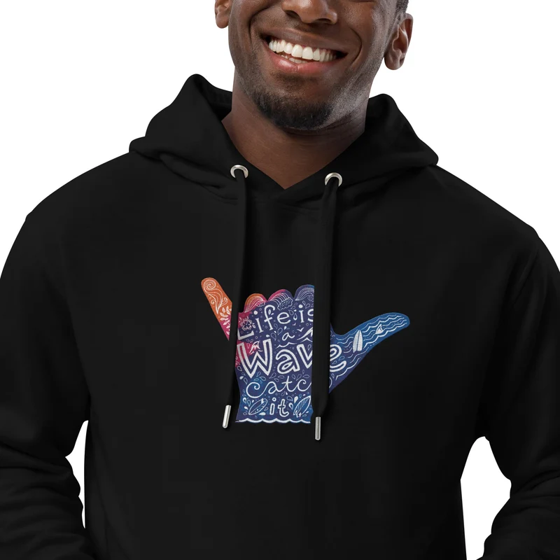 Life is a Wave - Hochwertiger Öko Kapuzenpullover (Unisex)