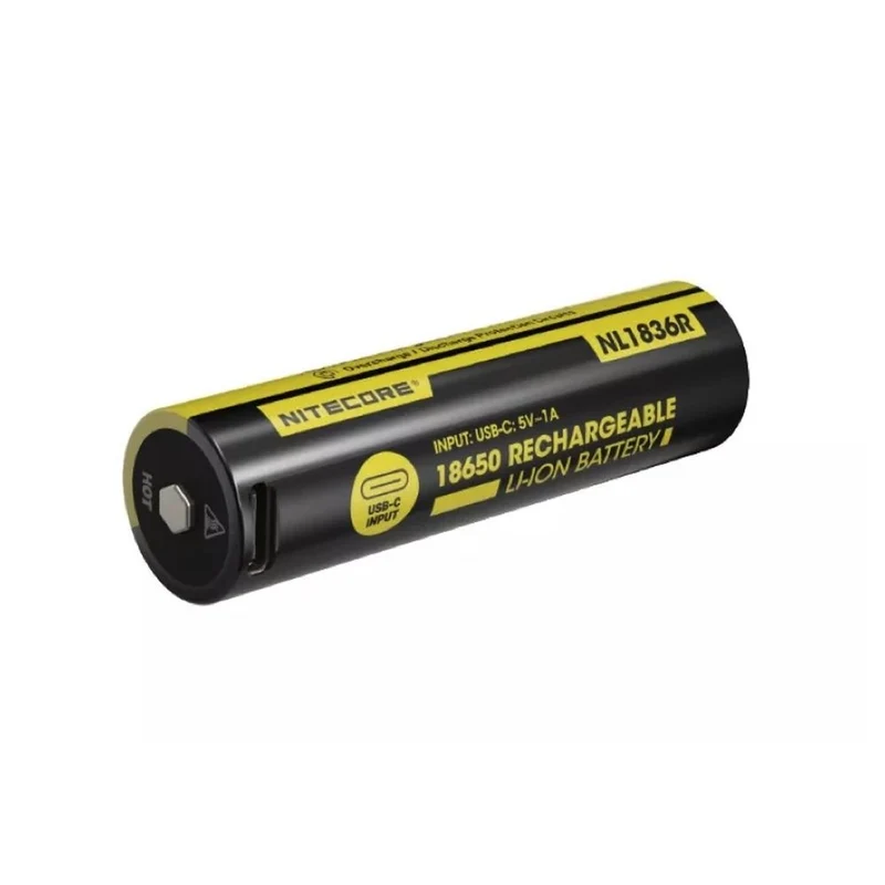 Nitecore NL1836R Batterie Rechargeable Li-ion avec Port de Charge USB-C Intégré, 3,6V, 3600 mAh.