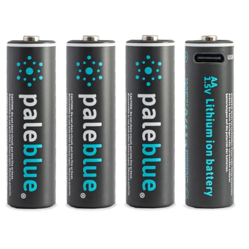 Pale Blue Batterie Rechargeable 4x AA au Lithium 1,5V avec USB-C