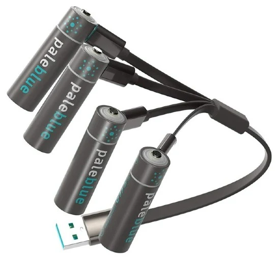Pale Blue Batterie Rechargeable 4x AAA Lithium 1,5V avec USB-C