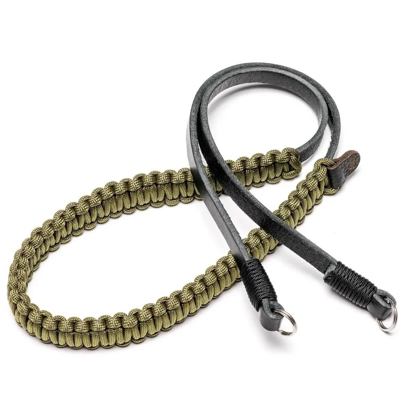 Leica 18895 Sangle en paracorde fabriquée par COOPH noir/vert olive 100 cm