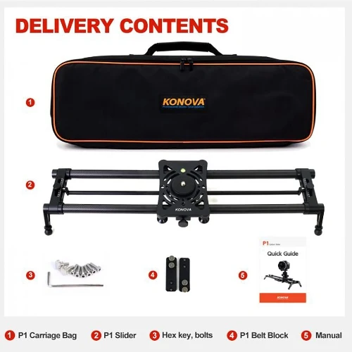 Konova P1 100cm Curseur de Caméra en Carbone (avec KMS-S3)