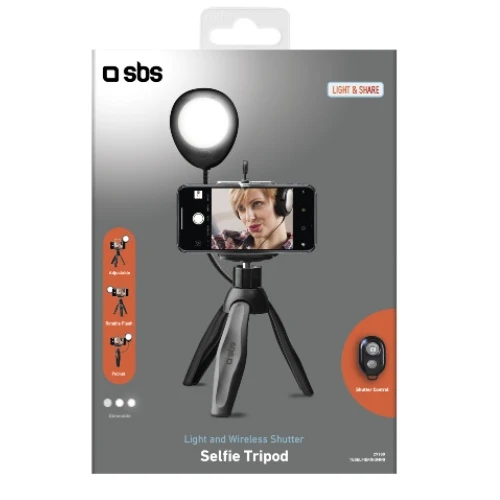 SBS Trépied à selfie avec anneau lumineux