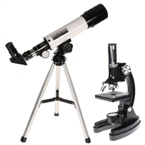 Byomic Ensemble de microscope et téléscope pour débutants dans une mallette