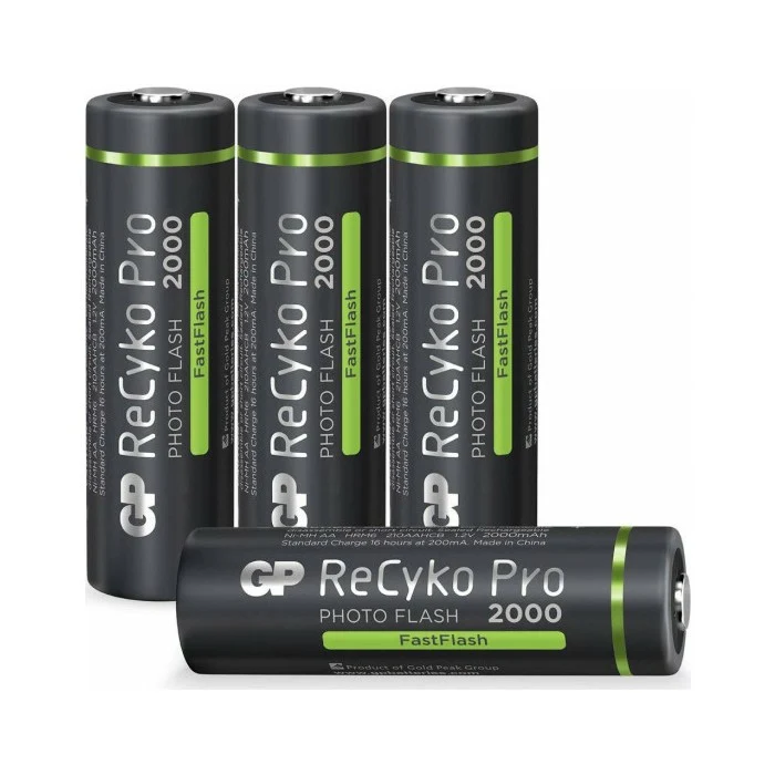 GP AA Batterie Rechargeable GP NiMH 2000 mAh ReCyko Pro Photoflash 1,2V 4 Pièces