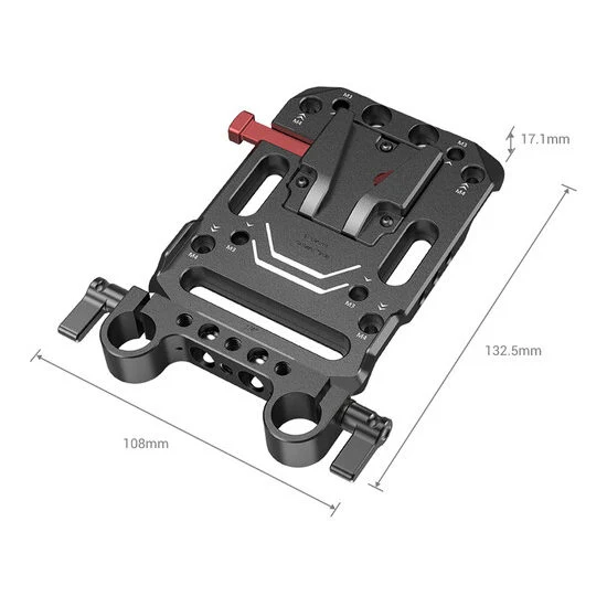 SmallRig V-Mount Plaque de batterie avec double pince de tige de 15mm 3016