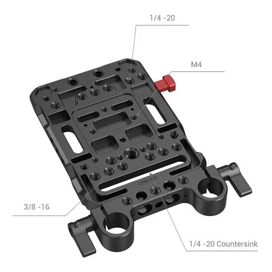 SmallRig V-Mount Plaque de batterie avec double pince de tige de 15mm 3016