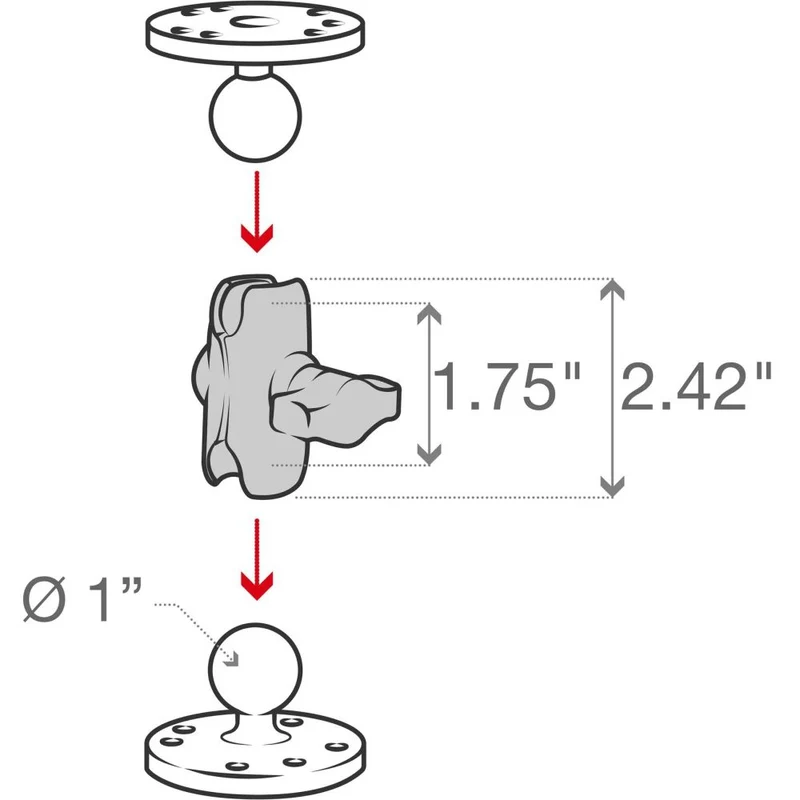 Ram Mounts Supports Ram Mounts bras à double rotule B boule A longueur