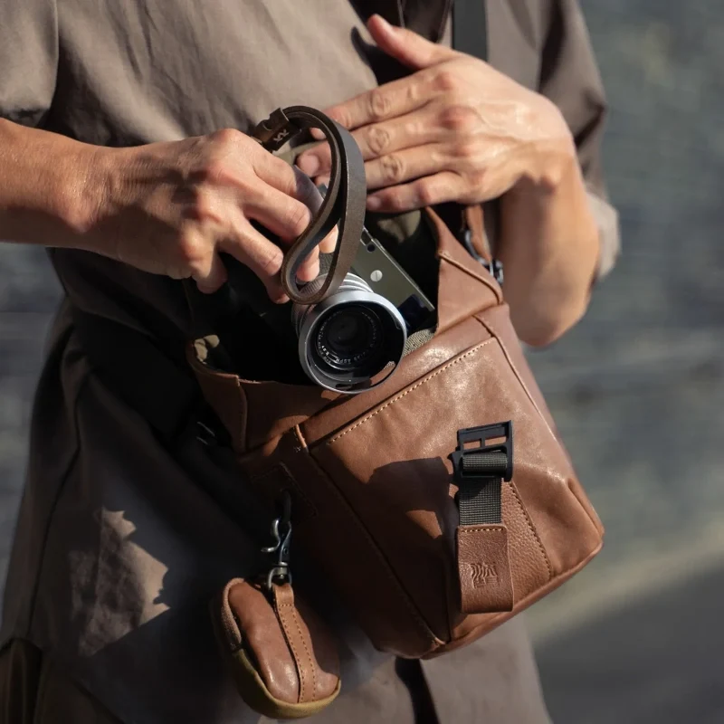 Wotancraft Pilot Travel Camera Bag 2L – Cuir Marron