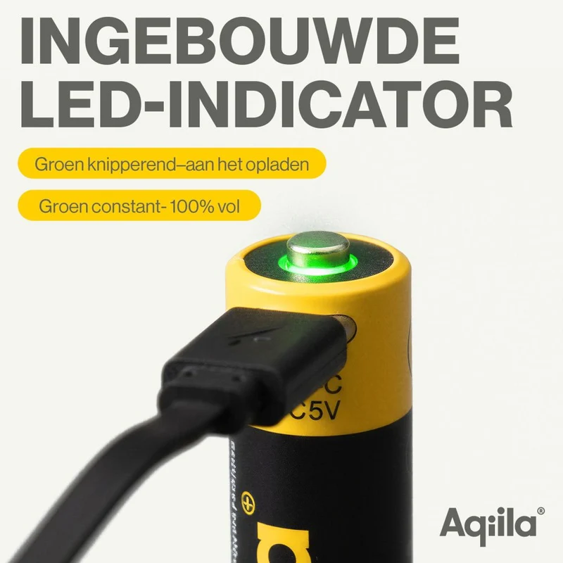 Aqiila AA USB-C Piles rechargeables 1,5 V 2000 mAh Li-Ion (x4)