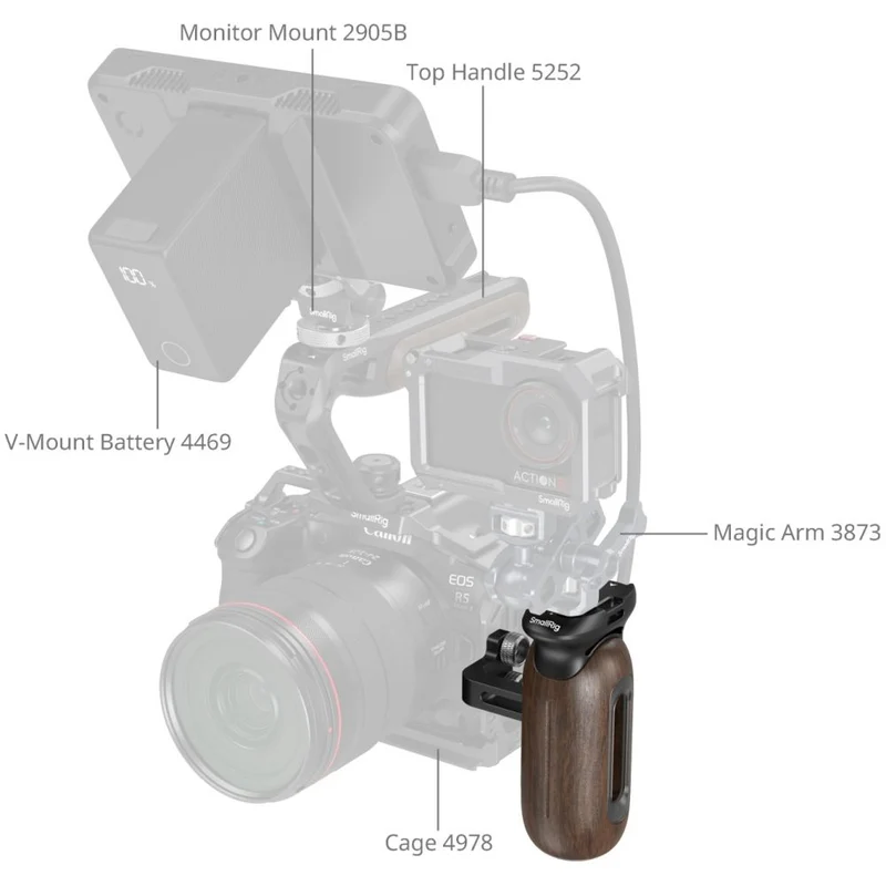SmallRig 5237 Poignée latérale en bois avec vis 1/4"-20