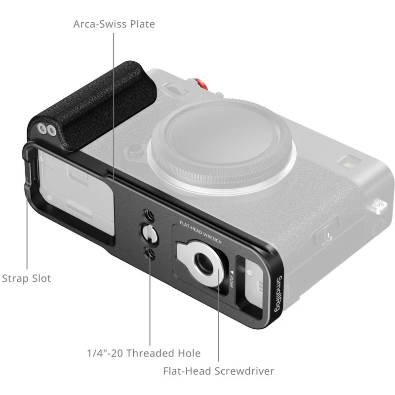 SmallRig 5448 Plaque de Montage en L avec Poignée en Silicone pour Fujifilm X-E5, Noir