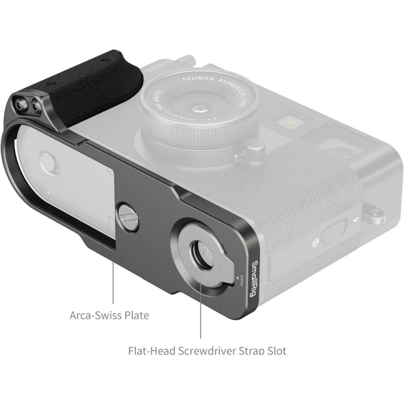 SmallRig 5217 Plaque de Montage en L avec Poignée en Silicone pour FUJIFILM X Half, Argent Anthracite