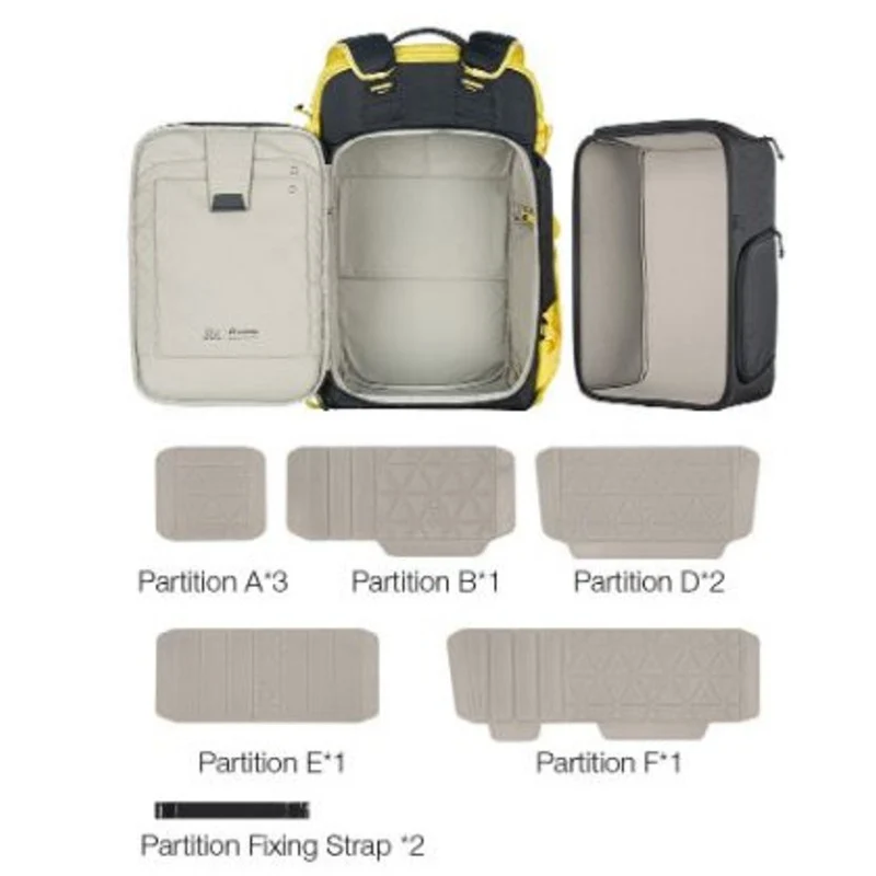 Leofoto Backup Series Sac à Dos 35L Jaune Incl. Grand Séparateur
